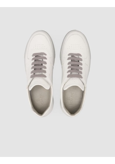 Monamae Beyaz - Gri Detaylı Kadın Sneaker Beyaz