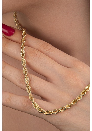 14 Ayar Altın Işıltılı Burgu Zincir Kolye 4.40 Mm Beyaz Altın