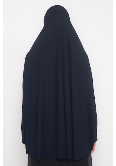 Altobeh Kollu Sufle Çarşaf Üstü Peçeli Pratik Tesettür Hijab - Nikaplı Namaz Örtüsü - Lacivert