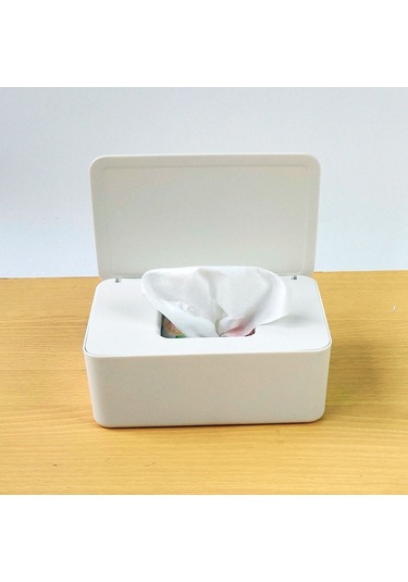 Ximistore9 Pratik Taşınabilir Pp Maske Ve Islak Mendil Saklama Kutusu - Kapaklı, 18.5x12.2x7cm Beyaz