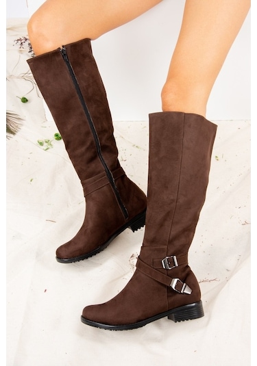Fox Shoes Kahverengi Süet Kadın Çizme E726203402