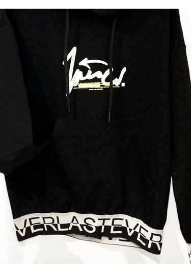 Çocuk Kapüşonlu Kind Yazılı Sweatshirt-14820 Siyah