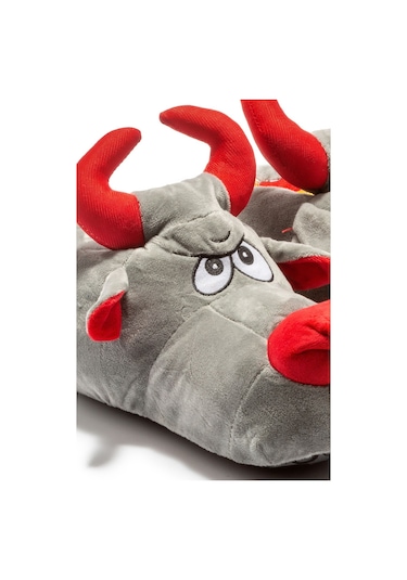 Twigy Boğa Erkek Hayvanlı Panduf Gri 41/46 AA0608 Gri