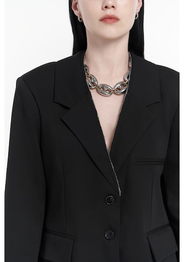 Mai Studios Co. Volda Yaka Detay Siyah Blazer Siyah