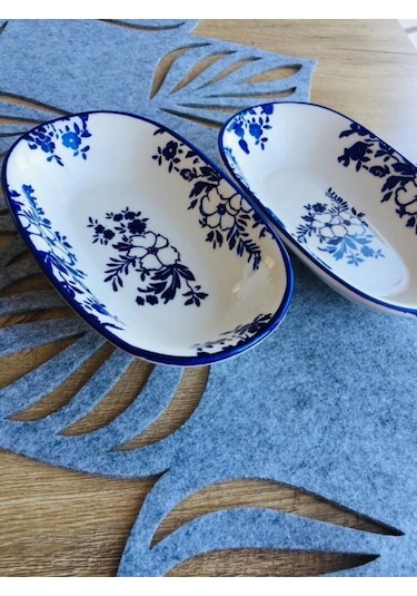 Yasemin Model 2'li Orta Büyük Sunum Tabağı Beyazz