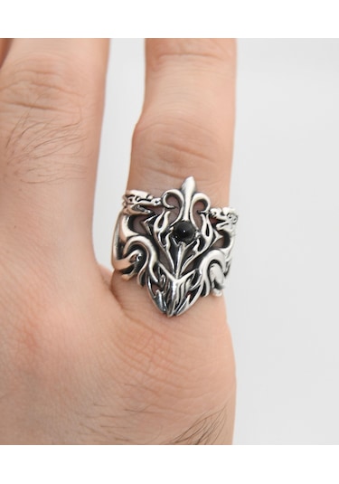Prestij Gümüş Ejderha Figürlü 925 Ayar Gümüş Erkek Yüzüğü