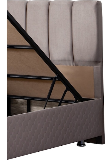 Setaymobilya Baza, Tetra Gri Tek Kişilik Baza + Başlık + Deluxe Yatak