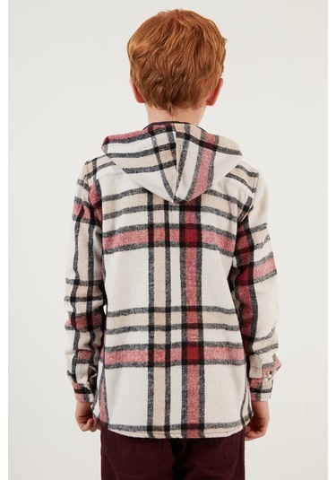 Lela Kapüşonlu Cepli Ekoseli Oduncu Erkek Çocuk Gömlek Cf22W814672 Kırmızı