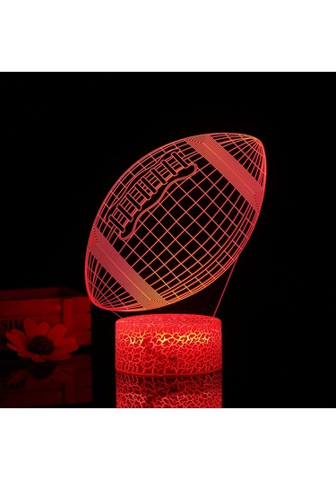 Springsun 3d Rugby Gece Lambası - 7 Renk Değişen Dokunmatik Kontrollü Led Işık, Hediye Ve Dekor Diğer