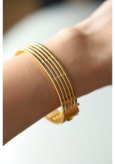 Yenigün Kuyumculuk 14 Ayar Altın 5 Li Ajda Bilezik Modeli Kelepçe Klp15937 Sarı Altın