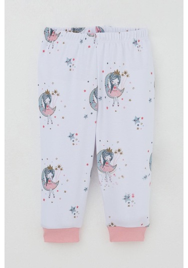 Breeze Kız Bebek Eşofman Takım Omuzdan Patlı Hayalci Kız Desenli 4 Ay-1 Yaş, Beyaz Beyaz