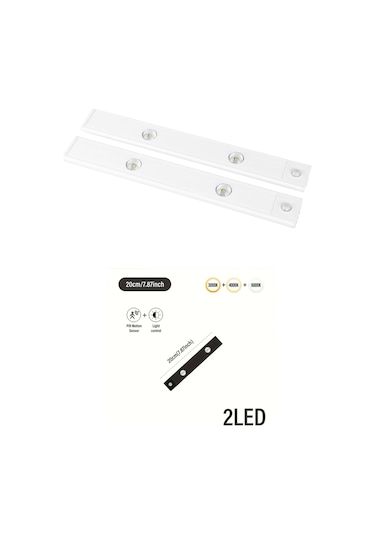 Slim Led Kabin Armatürü Hareket Sensörlü Şarjlı 20 Cm Beyaz 2w Beyaz