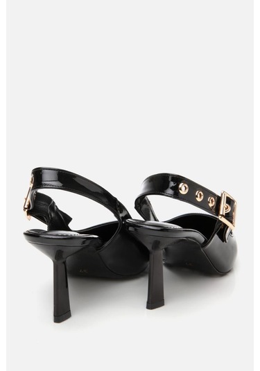 Kadın Rugan Siyah Kemerli Stiletto Siyah