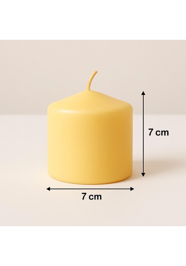 Silindir Mum 7x7 Cm Krem Krem