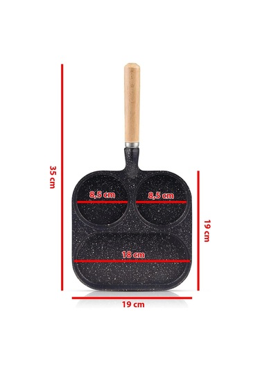 Evini Sev 3 Bölmeli Granit Döküm Tava Pancake Yumurta Mücver Omlet Tavası