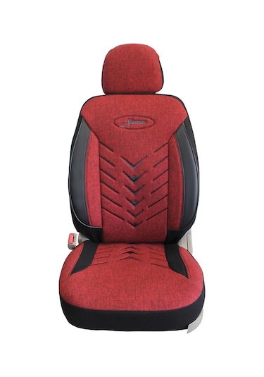 Fiat Uno Uyumlu Keten Kumaş Oto Koltuk Kılıfı - Kırmızı-siyah