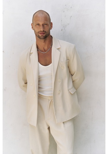 Mai Studios Co. Ayyubay Naturel Erkek Blazer Ceket Naturel
