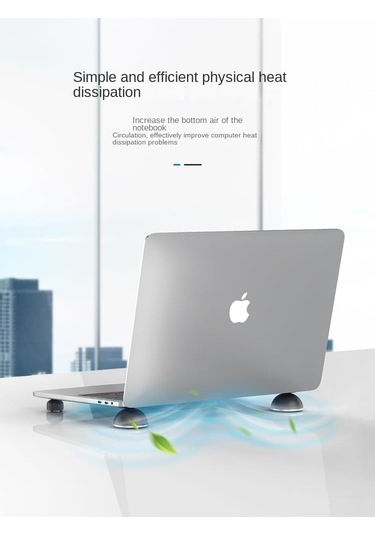 Dizüstü Bilgisayar Soğutma Pedi, Ergonomik Dizüstü Bilgisayar Küçük Görünmez Soğutma Topu Manyetik Ayak Siyah Üzerinde Duran