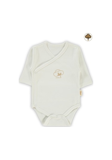 Civil Baby Organik Pamuklu Kruvaze 0-6 Ay Çıtçıtlı Badi - Ekru 3-6 Ay Ekru