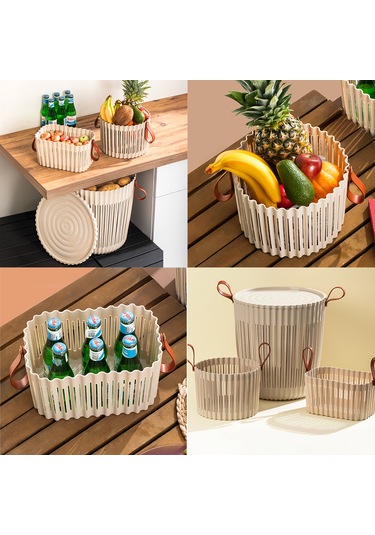 Porsima 4315 Cappuccino 3'lü Sepet Seti Banyo Mutfak Organizeri