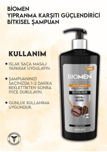 Biomen Professional Kuru Ve Yıpranmış Saçlar İçin Kafein & Arjinin Şampuan 2 x 1 L
