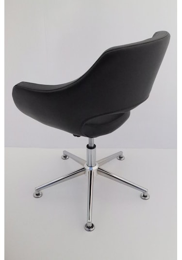 Siyah Deri Tekerleksiz Öğrenci Ders Çalışma Sandalyesi