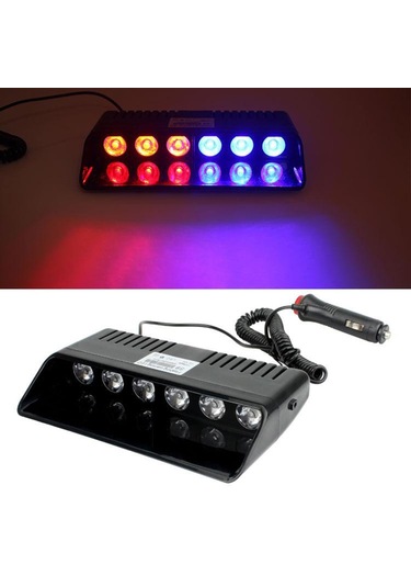 Araç Içi Vantuzlu Cama Çakar Kırmızı Mavi 6 Led 12 Farklı Mod (533112873)