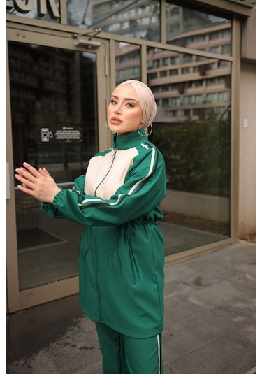 Tesettür Eşofman Takımı Fermuarlı Ikili Takımı Yeşil 479 Yeşil