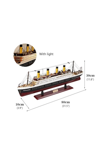 Titanik Led Işıklı Ahşap Model 80cm Titanic Gemi Koleksiyon