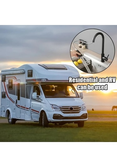 Trendooze Modern Siyah 360 Derece Döner Başlıklı Çekmeli Paslanmaz Çelik Parmak İzi Geçirmez Musluk