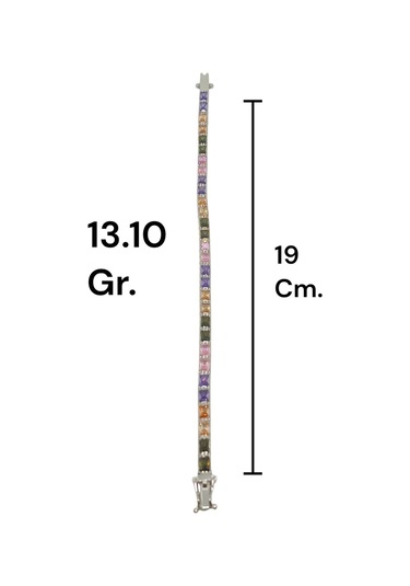 925 Ayar Gümüş Renkli Baget Taşlı Kadın Bileklik Gümüş