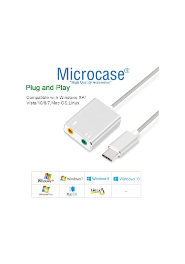 Microcase Type-C 7.1 Kanal USB Ses Kartı - AL2589
