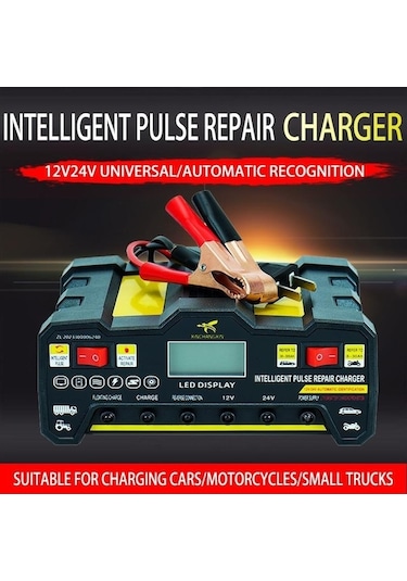 12v24v 220w Araç Akü Şarj Cihazı, Tam Otomatik Yüksek Frekanslı Akıllı Darbe Onarım Şarj Cihazı, Lcd Ekran Yüksek Güçlü Şarj Cihazı Xp