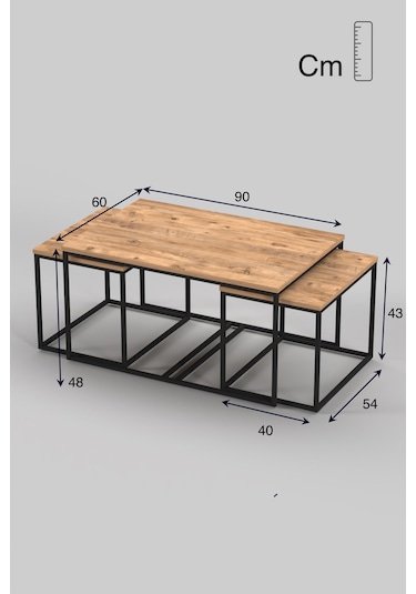 Orta Sehpa Ve Zigon Yan Sehpa Flora Set Atlantik Çam Atlantik Çam