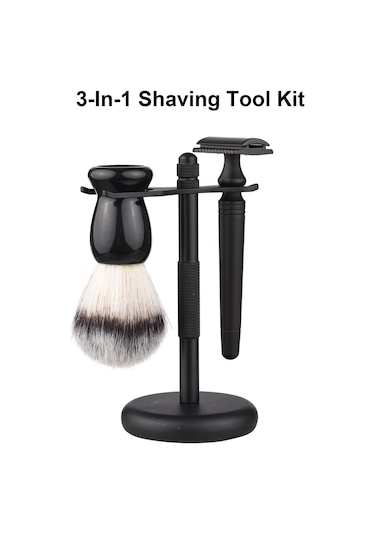 Gajeena Erkek Tıraş Seti - Paslanmaz Çelik Sakal Fırçası Ve Jilet Standı İle Şık Tasarım