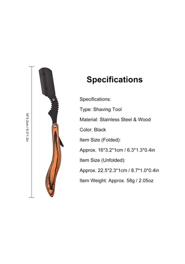 Yifomall Erkekler İçin Paslanmaz Çelik Tıraş Bıçağı - Ahşap Saplı Manuel Sakal Traş Aleti, Bıçaksız 1 Saat