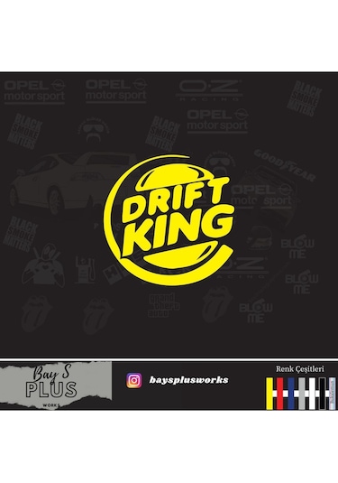 Drift King İçin Uyumlu Aksesuar Oto Cam Sticker Sarı 20 Cm