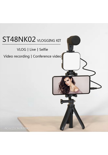 Akıllı Telefon Vlogging Kiti Tripod Telefon Tutucu Siyah Diğer