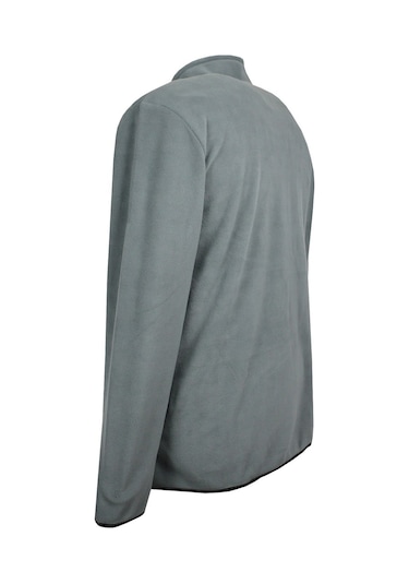 Erkek Büyük Beden Dik Yakalı Fermuarlı 122 Kg-172 Kg Arası İçin Uygun Bedenli Polar Sweat Mont Gri