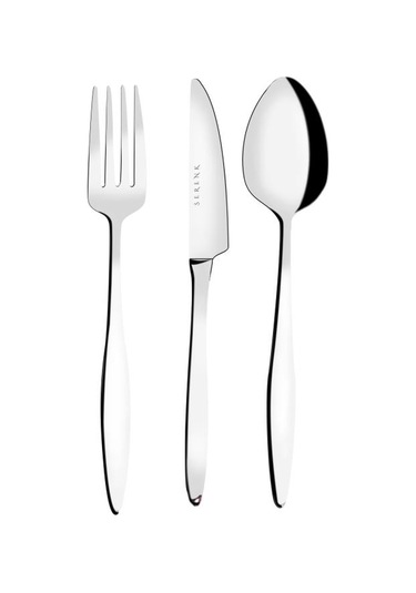 Serenk Milano Çelik Çatal Kaşık Bıçak Takımı 18 Parça Gümüş