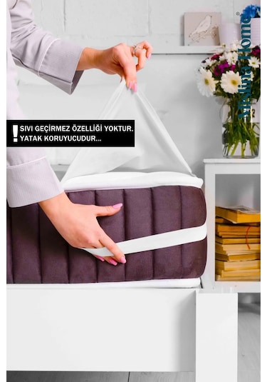 Mislina Home Kapitone Eko Ped 4 Köşe Lastik Tek - Çift Kişilik Bebek Yatak Koruyucu Beyaz