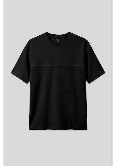 Oversize Fit Basic 3lü Paket Siyah-kırmızı-parlament Erkek T-shirt - 88380 Siyah - Mavi