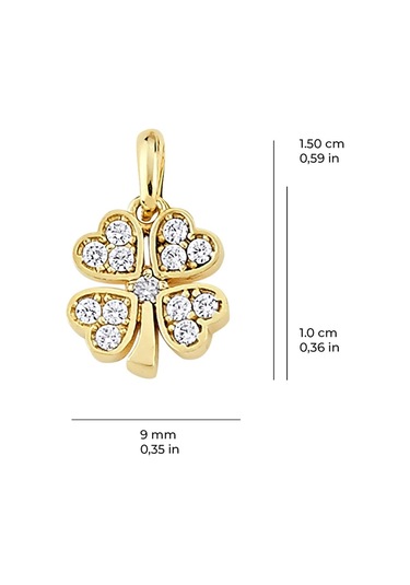 Goldkupe 14 Ayar Altın Taşlı Yonca Kolye Ucu 0,97 Gr-3113