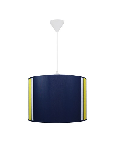 Silindir Kumaş Avize Sarkıt - Beyaz Sarı Şeritli Lacivert