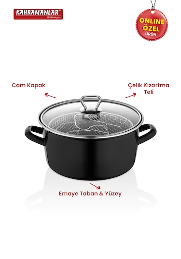 Kahramanlar Cips Chef 22 Cm Emaye Kızartma Tenceresi