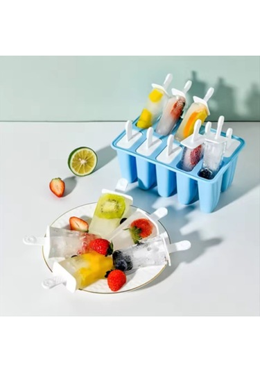 Gatherco Popsicle Kalıpları 10 Parça Popsicle Kalıpları Silikonsuz Buz Kolay Çıkarılan Popsicle Kalıbı 10 Çubuk Buz Kolay 10 Mavi