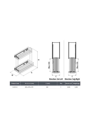 Starax S-2214-c Yandan Teleskopik Raylı Krom Deterjanlık Krom