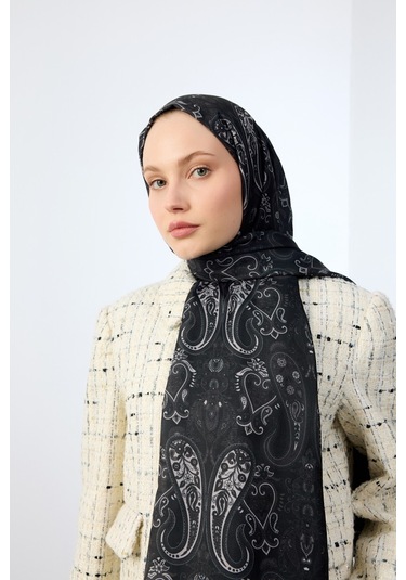 Mirsoy Scarf Asya Etnik Desen Şal Siyah