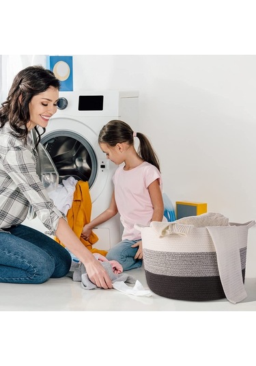 45x35 Jüt Pamuklu Büyük Boy Sepet, Battaniye, Oyuncak Sepeti Antrasitgri