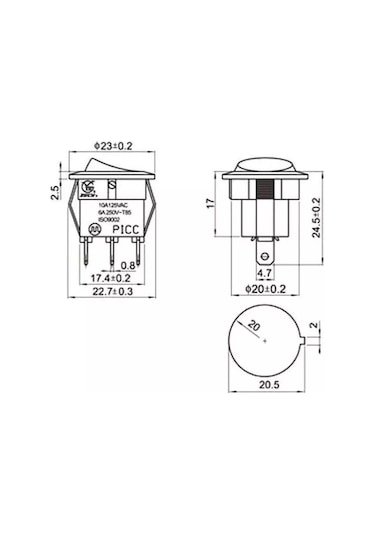 8 Adet 12V Nokta Işıklı 20Mm Marin Anahtar